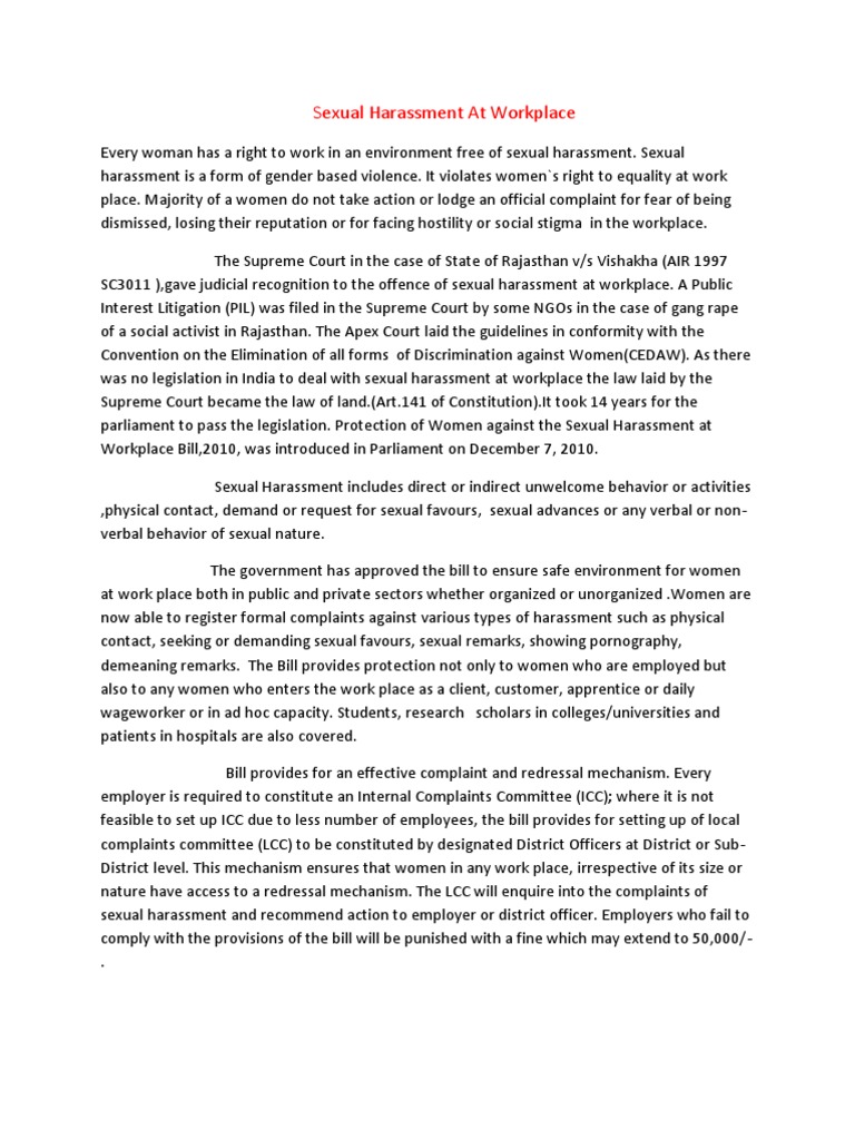 Sexual Harassment Laws in India | PDF | Sexual Harassment | Harassment