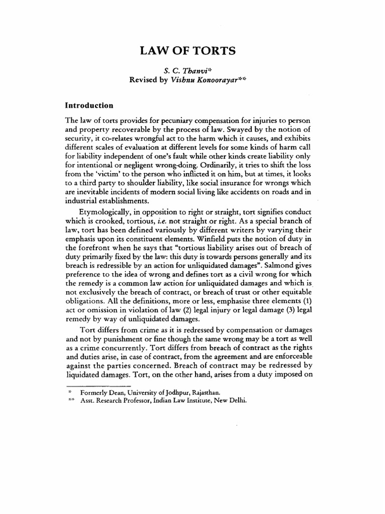 Understanding the Law of Torts | PDF | Tort | Trespass