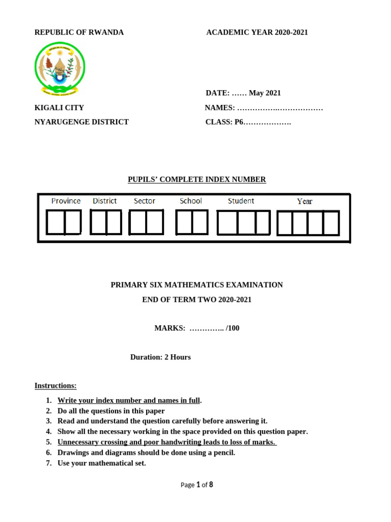 P6 Mathematics Exam Paper Term 2 | PDF | Area | Mathematics