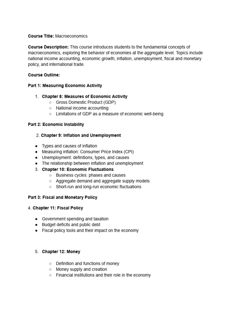 Macroeconomics Course Overview | PDF | Macroeconomics | Inflation