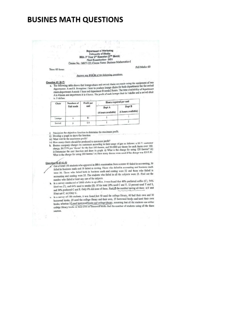 Busines Math Questions | PDF
