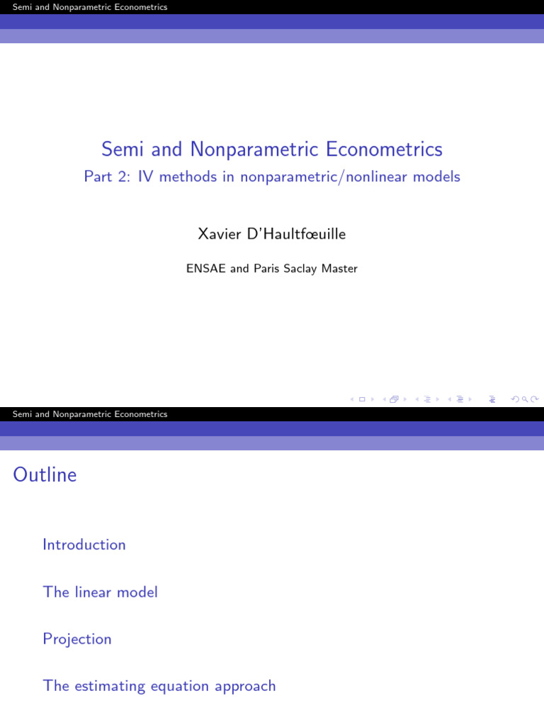 IV Methods in Nonparametric Econometrics | PDF | Linear Regression ...