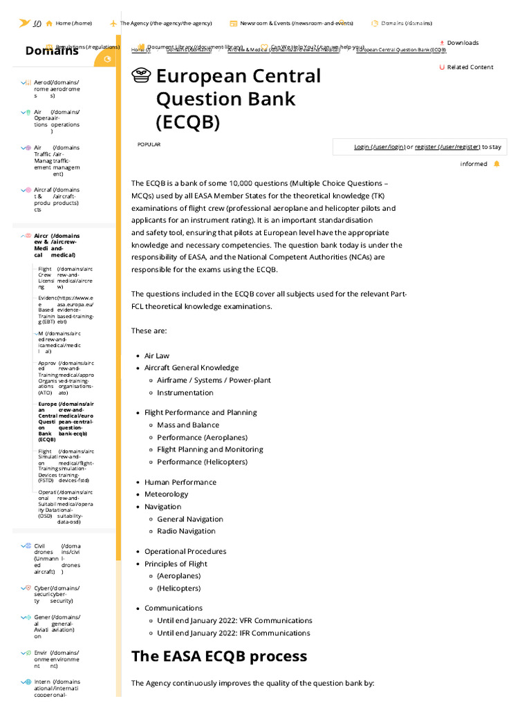 European Central Question Bank Overview | PDF | Aviation