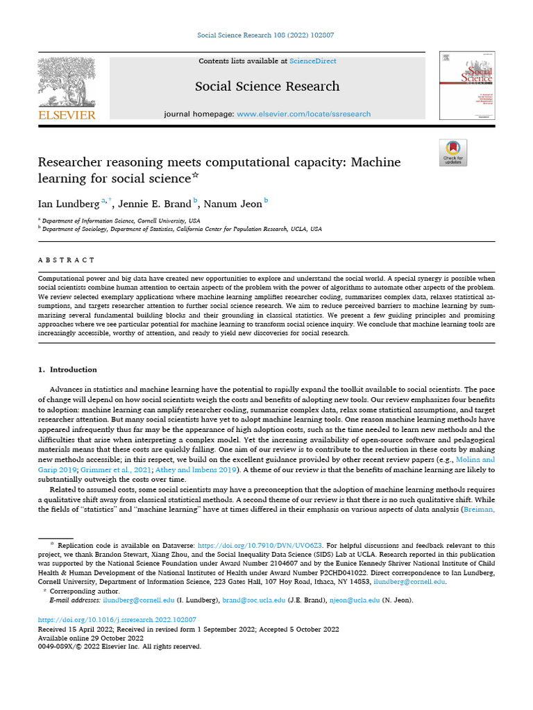 Machine Learning in Social Science Research | PDF | Machine Learning ...