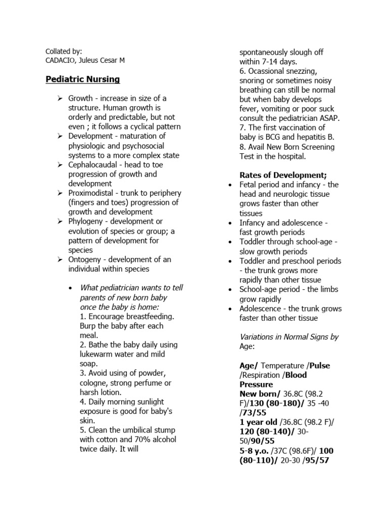 Pediatric Growth and Development Guide | PDF | Infants