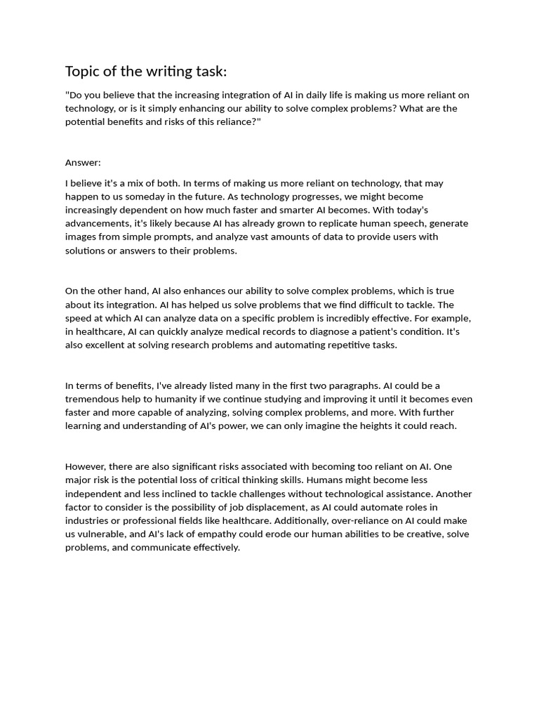 Topic of The Writing Task v.2 | PDF