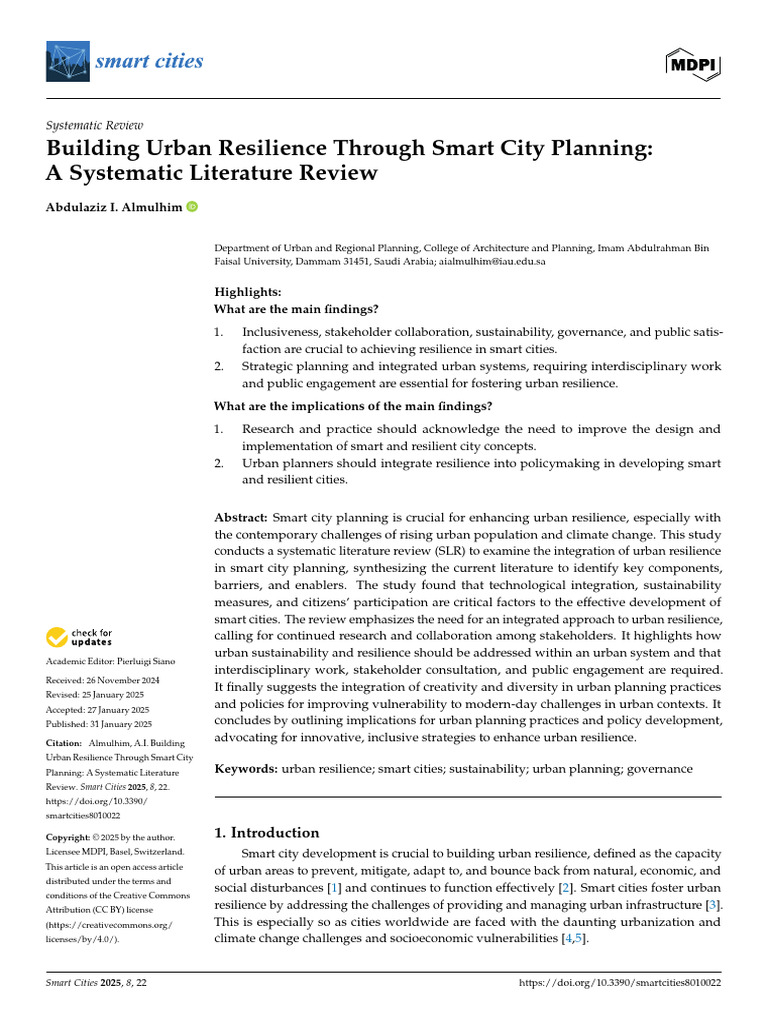 Smart City Resilience: Key Findings 2025 | PDF | Climate Resilience ...