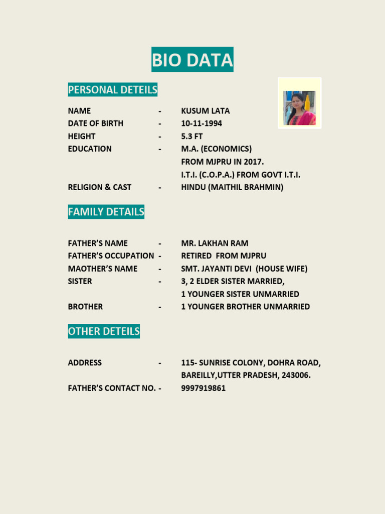 bio data | PDF