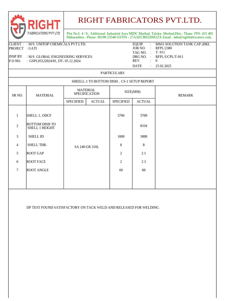 MMA Solution Tank Setup Reports | PDF