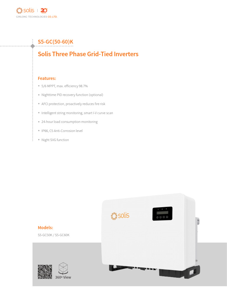 Solis S5-GC50K Datasheet Overview | PDF | Electrical Grid | Mains ...