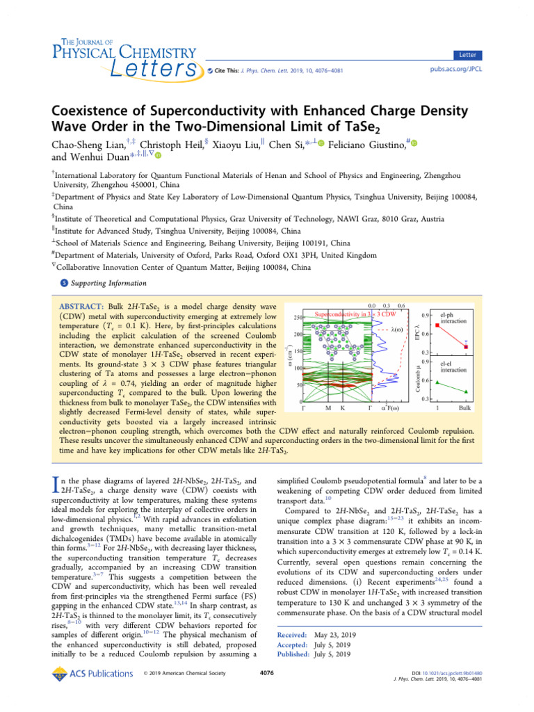 Superconductivity in Monolayer TaSe2 | PDF | Superconductivity | Phonon