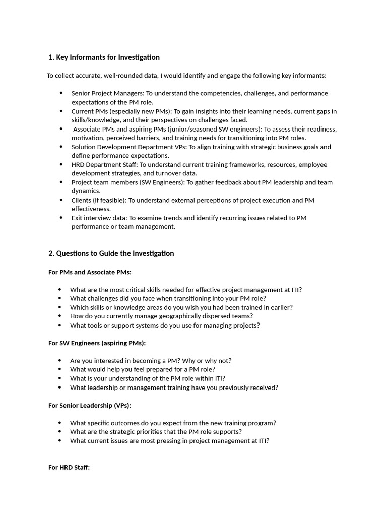 Key Informants for PM Training Needs | PDF | Performance Appraisal ...