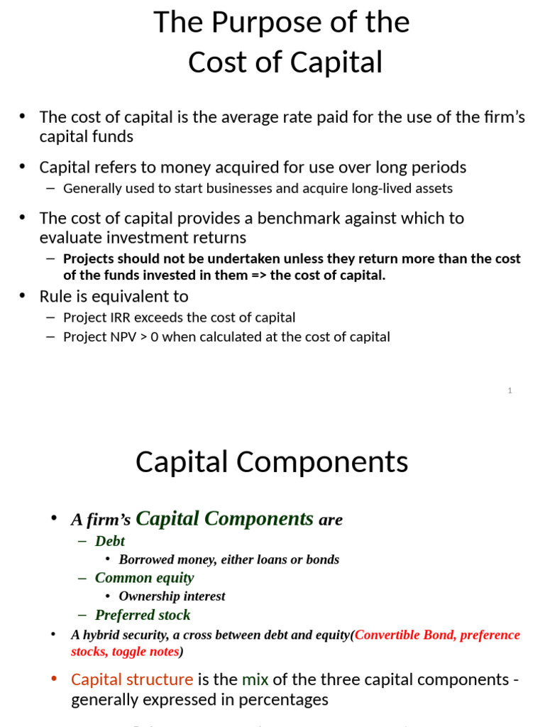 Understanding Cost of Capital and WACC | PDF | Cost Of Capital ...