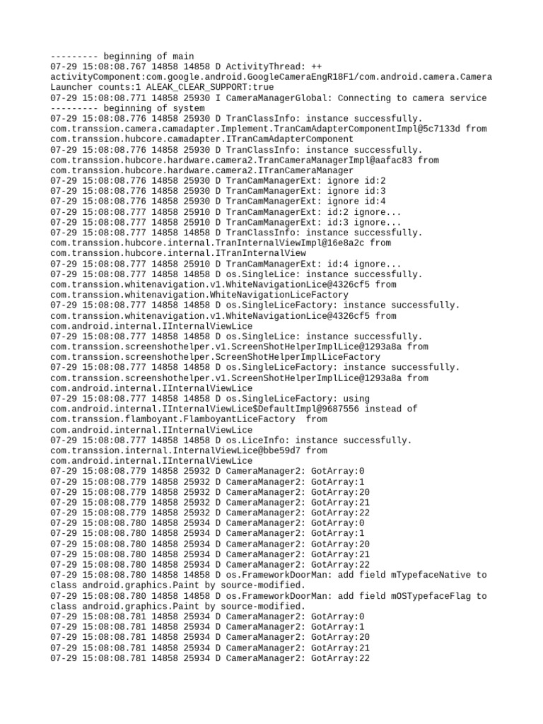 Camera Service Connection Logs | PDF | Computing