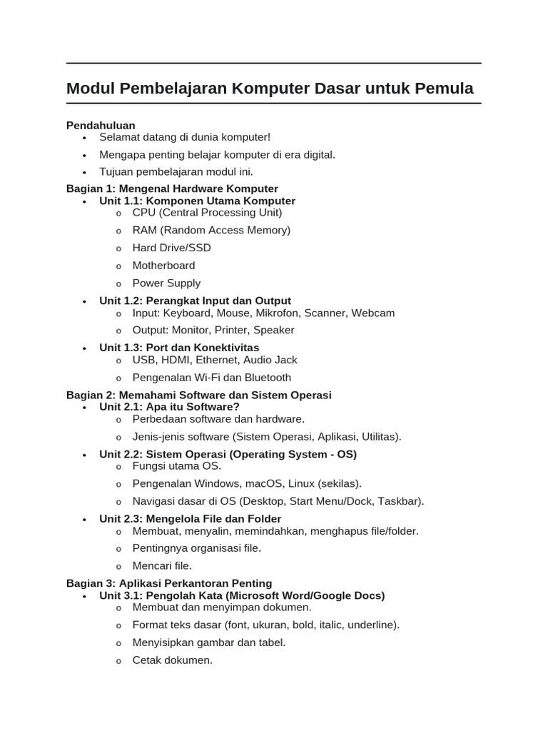 Panduan Komputer Dasar untuk Pemula | PDF