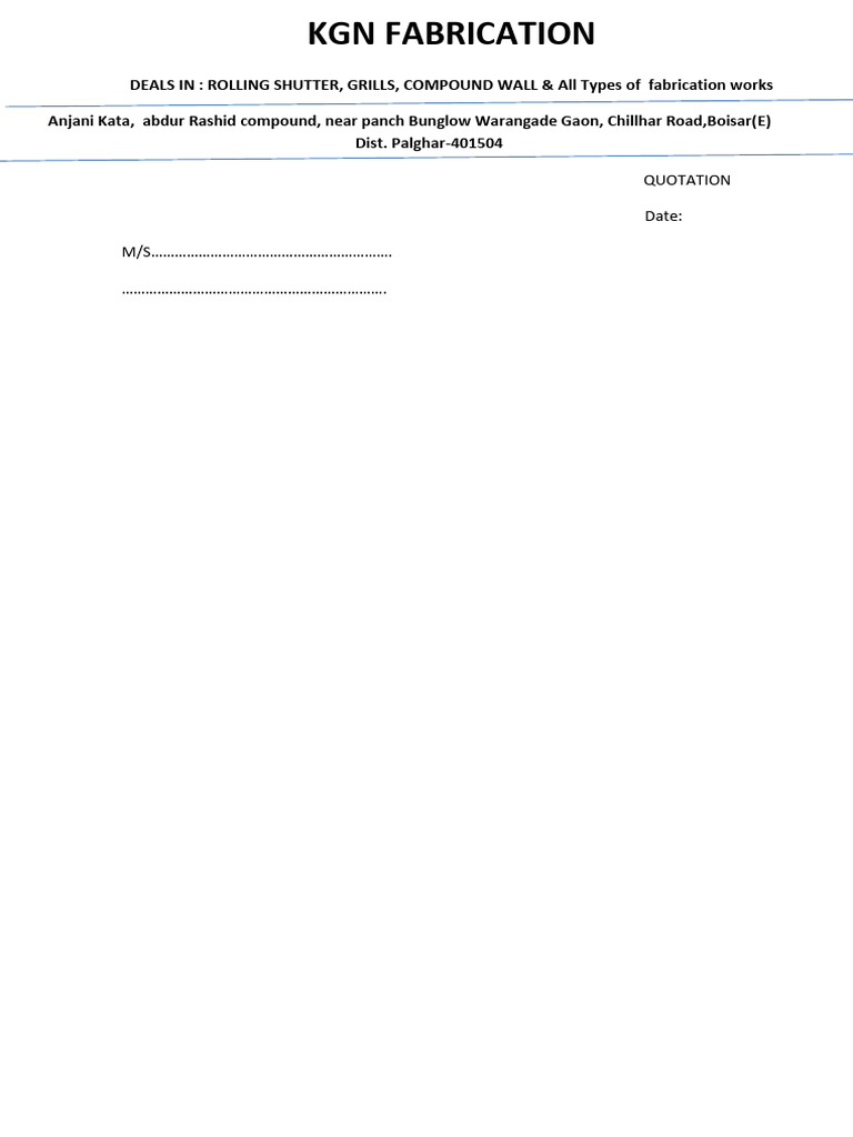 KGN Fabrication | PDF