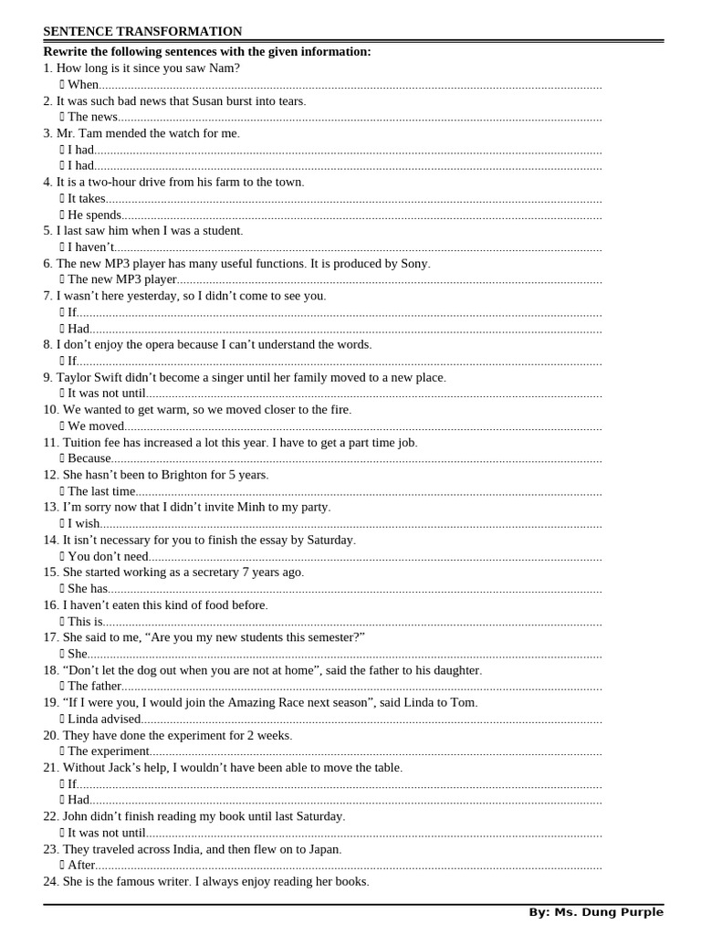 Sentence Transformation | PDF