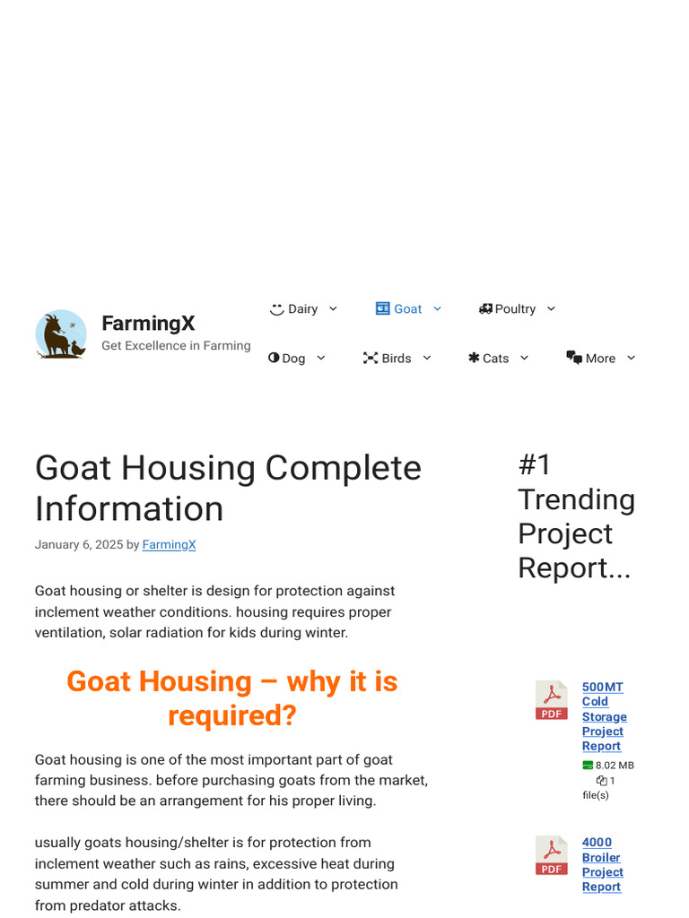 Goat Housing Complete Information - FarmingX | PDF | Goat | Agriculture