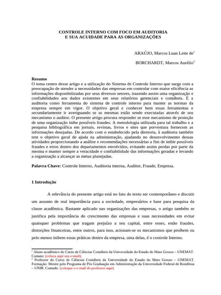 Controle Interno e Auditoria Eficaz | PDF | Contabilidade | Auditoria ...