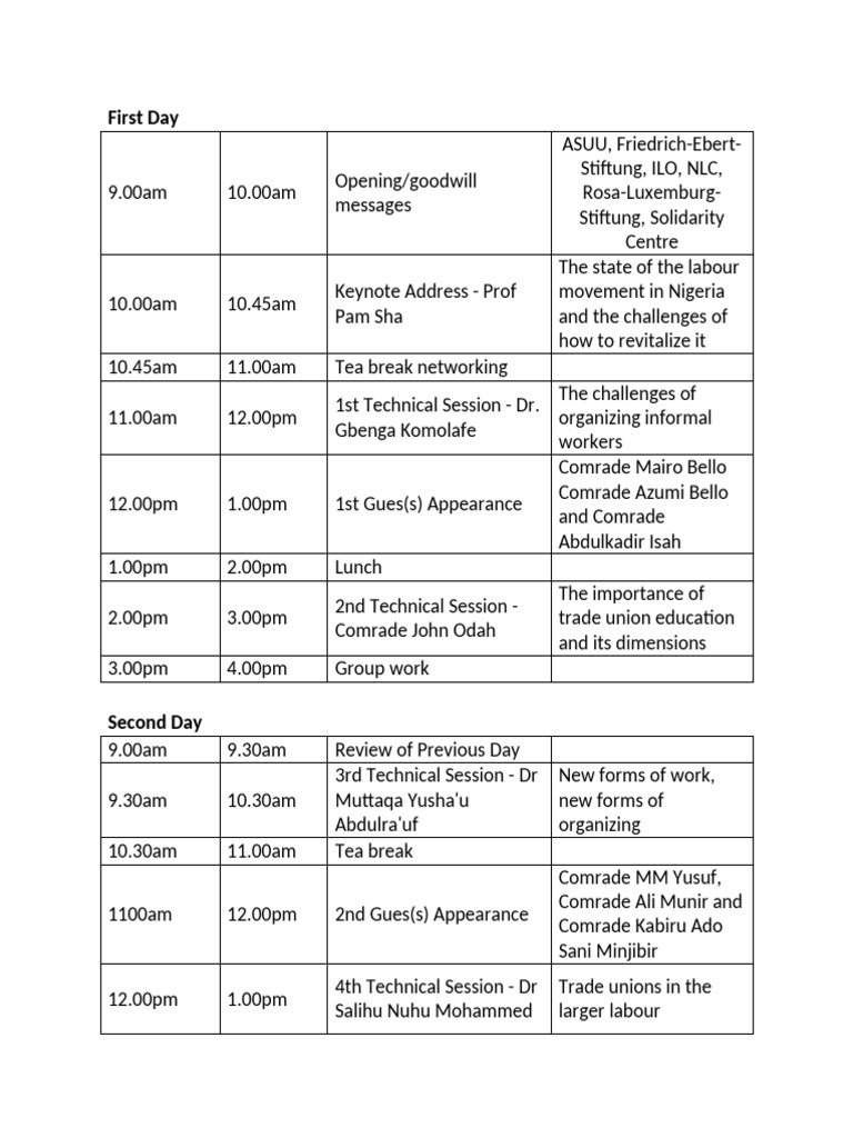 Nigeria Labour Movement Conference Agenda | PDF | Trade Union | Labor ...