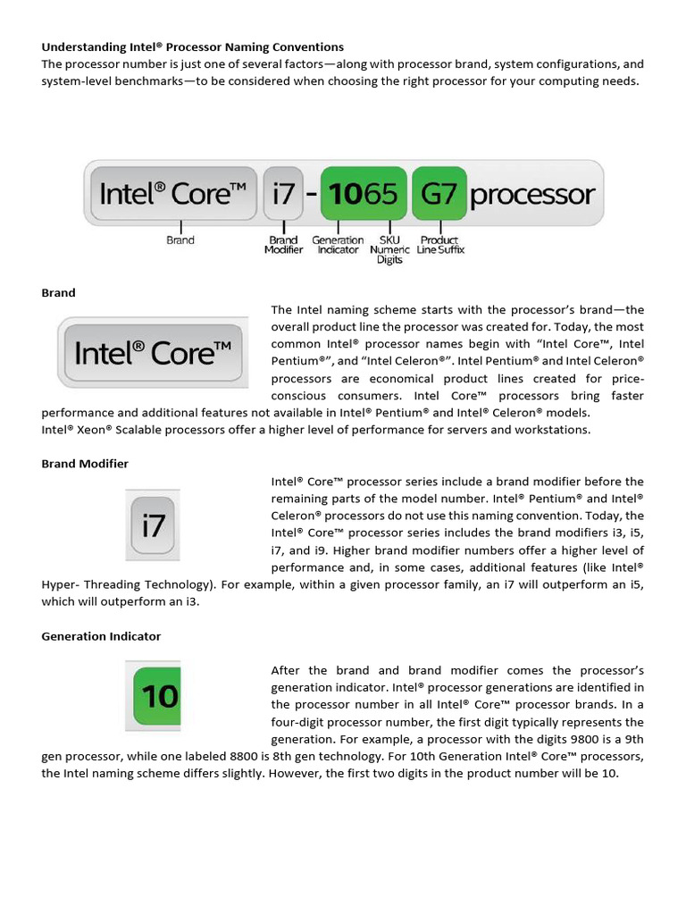 Intel Processor Naming Explained | PDF | Computer Hardware | Computer ...