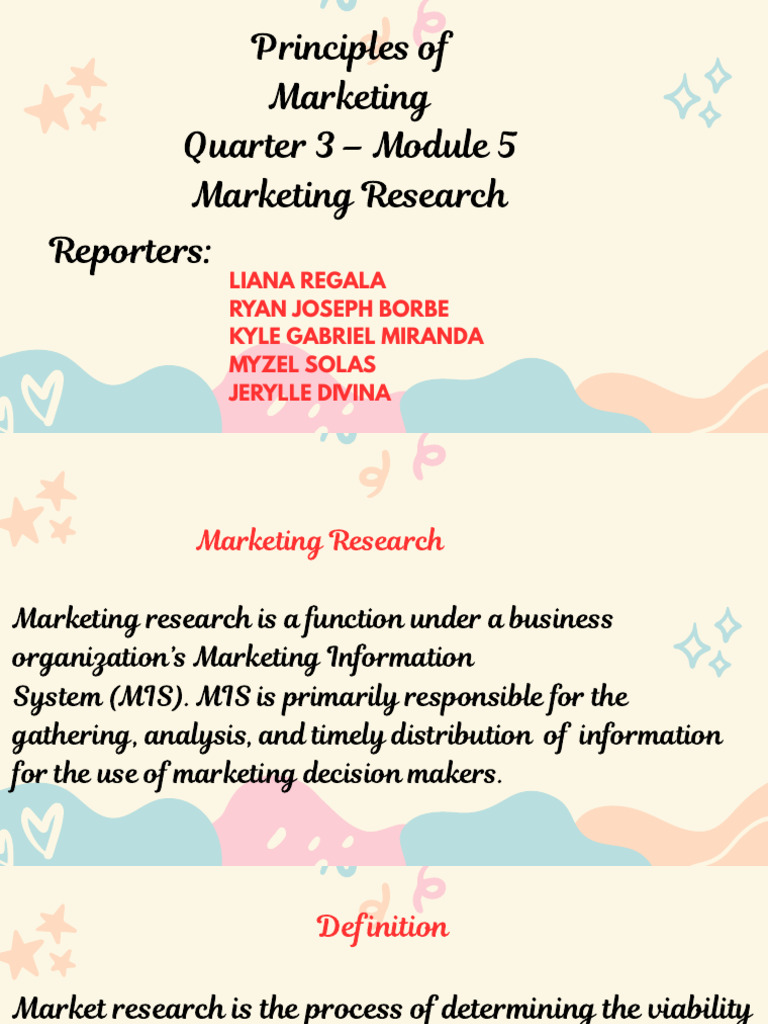 Principles of Marketing Quarter 3 - Module 5 Marketing Research | PDF ...