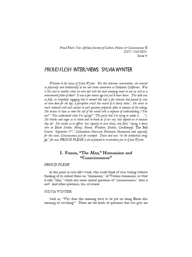 Sylvia Wynter on Consciousness and Identity PDF Consciousness