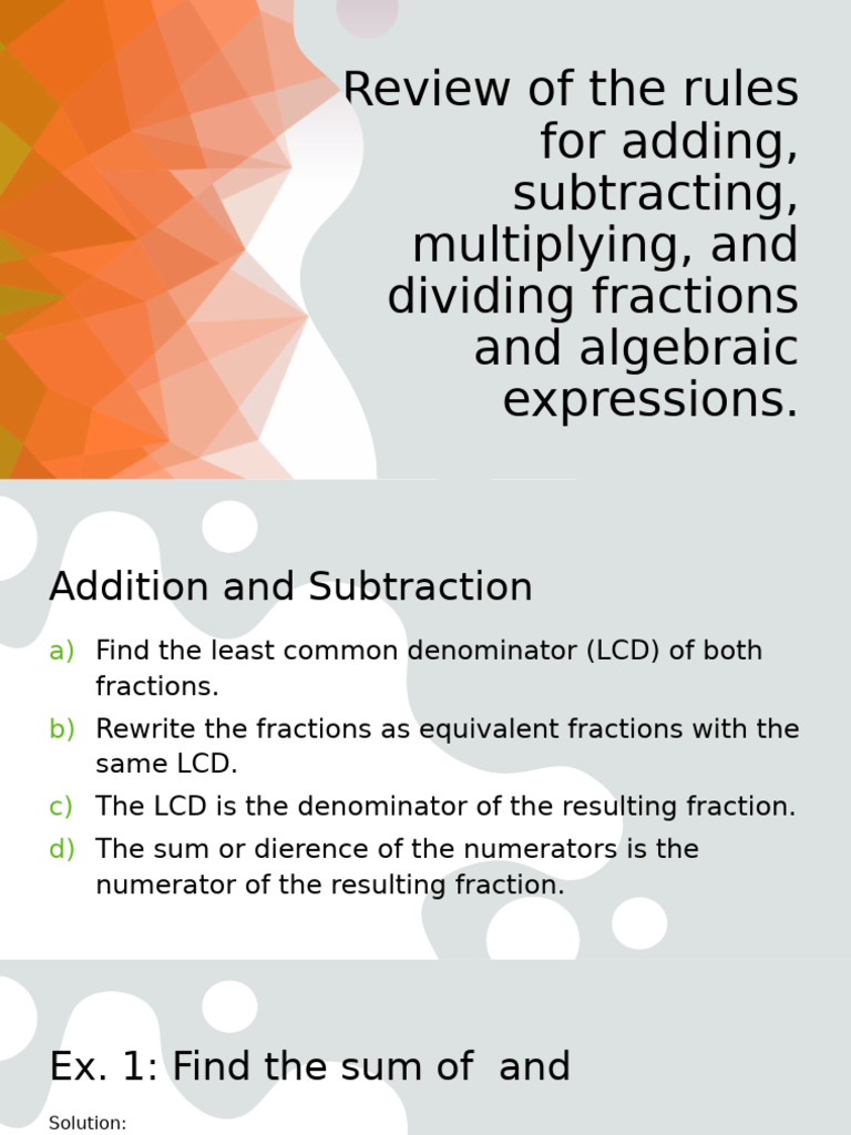 Rules for Adding and Subtracting Fractions | PDF