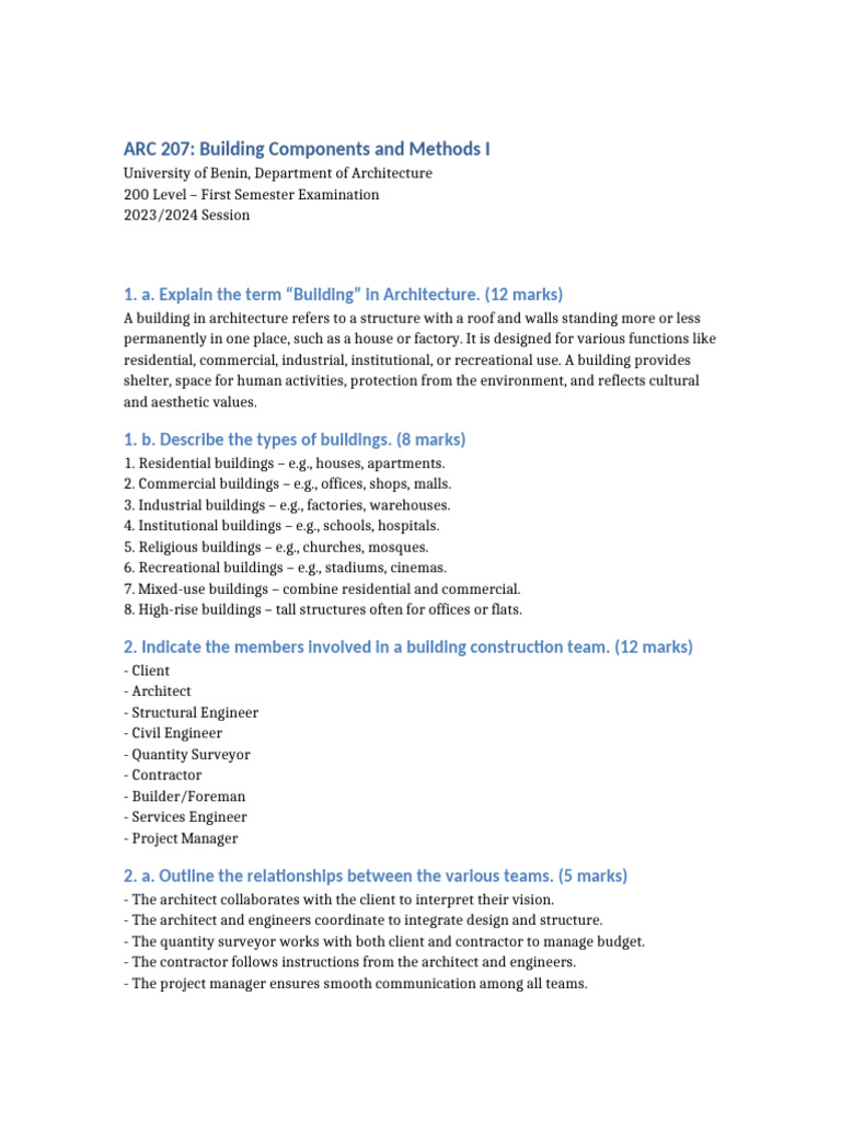 Building Components and Methods Overview | PDF | Foundation ...