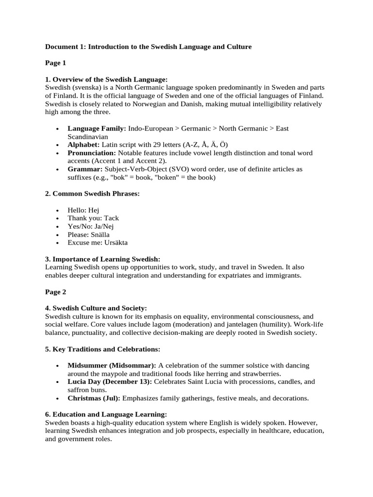 Swedish Intro | PDF