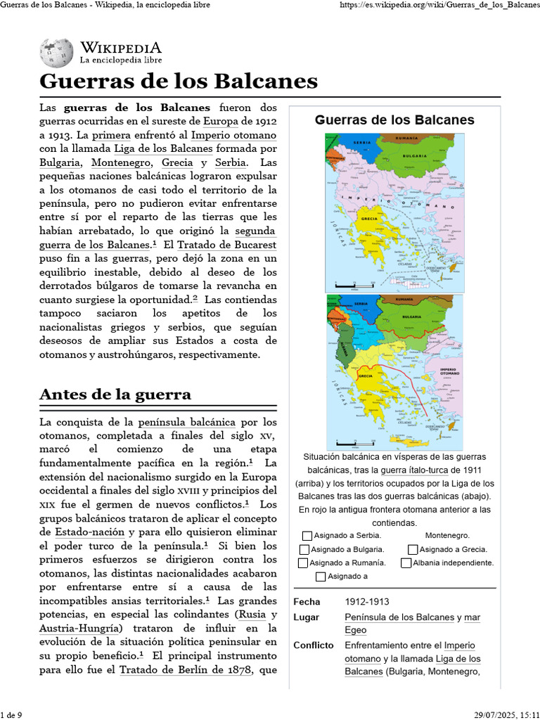Guerras de los Balcanes: Causas y Conflictos | PDF | Balcanes | Militar