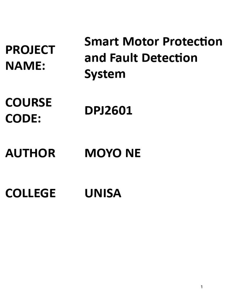 Smart Motor Fault Detection System | PDF | Automation | Reliability ...