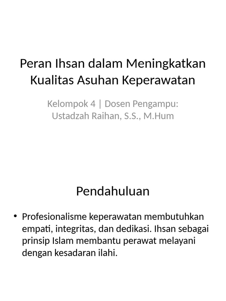 Peran Ihsan Dalam Asuhan Keperawatan (1) | PDF