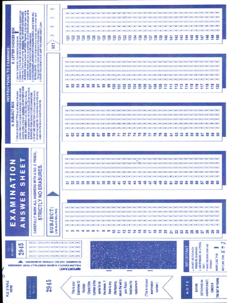 Scantron Sheet | PDF