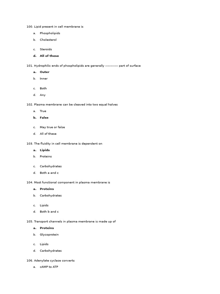 Cell Membrane Structure and Function Quiz | PDF | Enzyme | Antibody