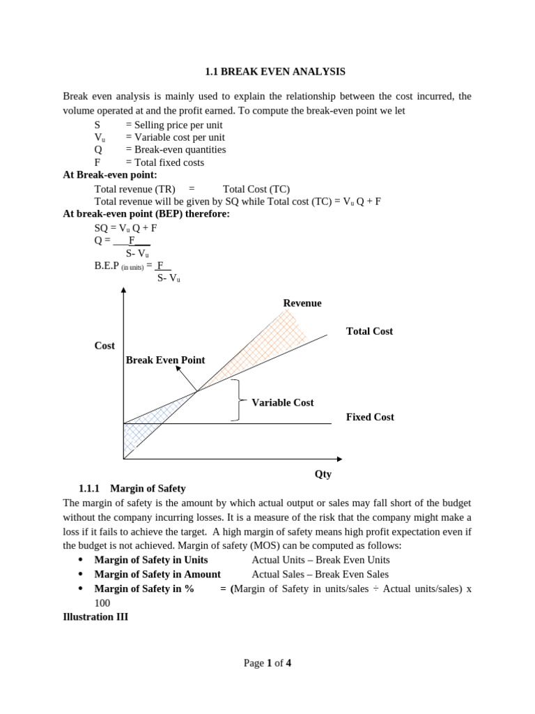 Break-Even Analysis and Safety Metrics | PDF | Business Economics ...