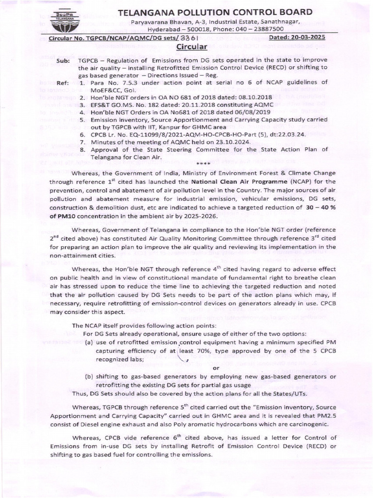 RECD Installation Directive for DG Sets | PDF | Air Pollution | Human ...