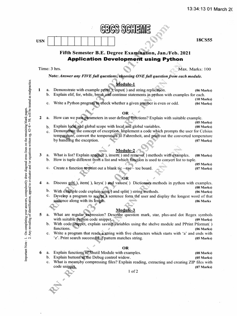 Cs 5th Sem Jan-Feb 2021 | PDF