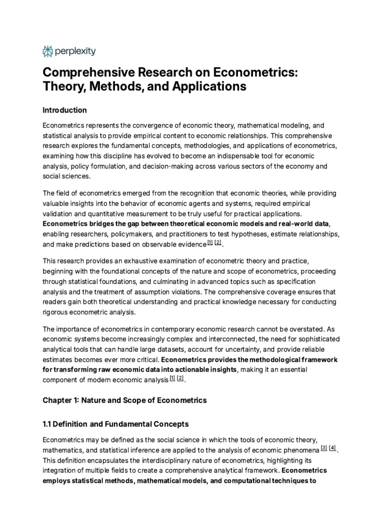 Comprehensive Research On Econometrics - Theory, Me | PDF ...