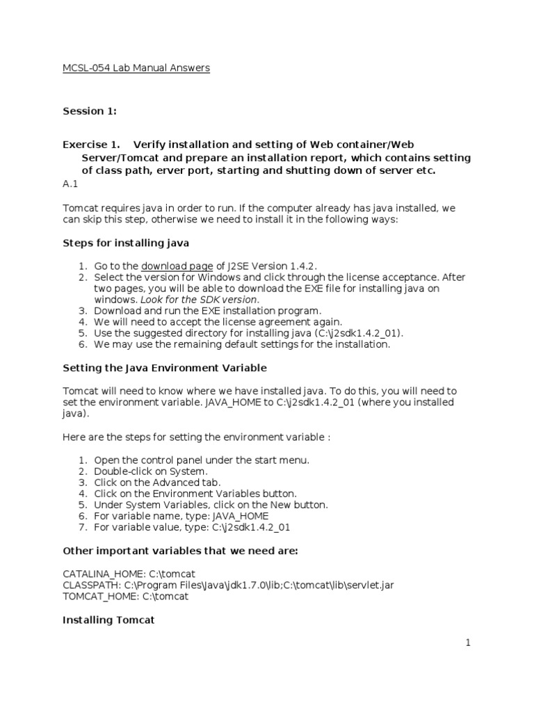 Tomcat Installation and Servlet Examples | PDF | Java (Programming ...