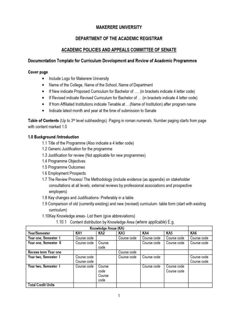 Curriculum Development Template Guide | PDF | Postgraduate Education ...