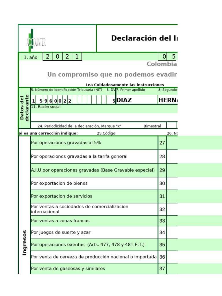 Formulario Iva | PDF | Impuesto al valor agregado | Dinero
