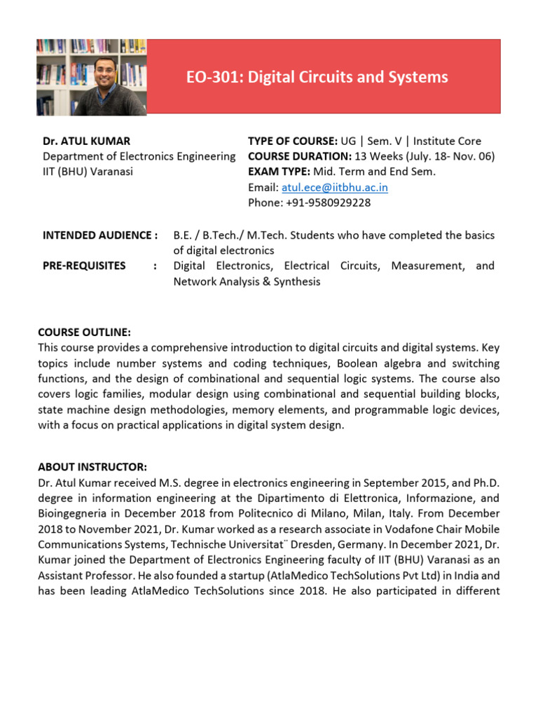 IIT BHU ECE Digital Circuits Syllabus | PDF | Digital Electronics ...