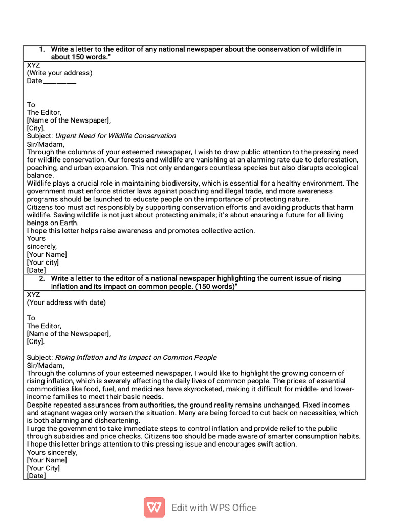 Letter Writing STD 8 | PDF