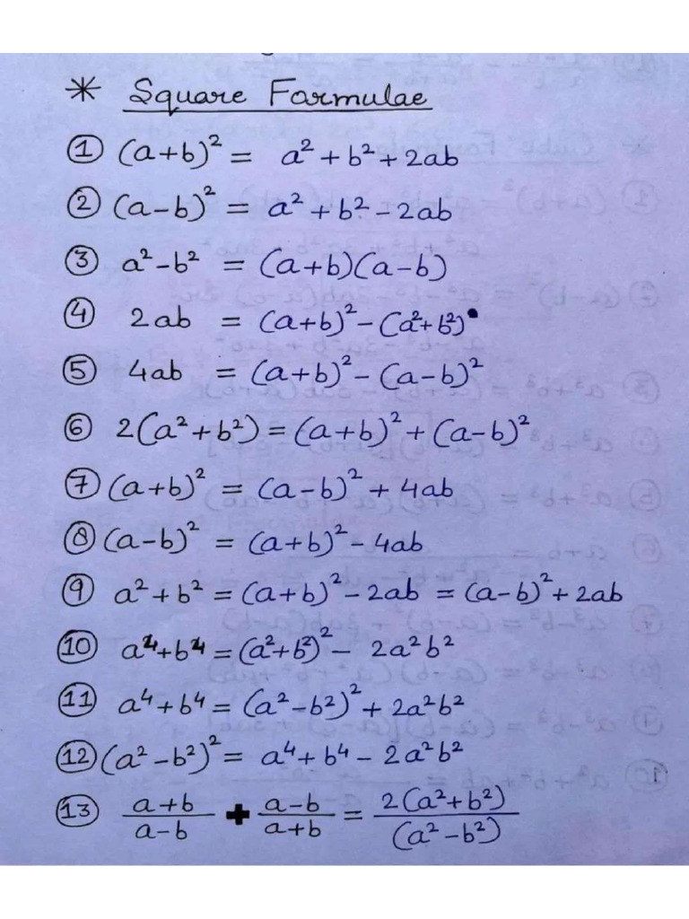 Important Formulae | PDF