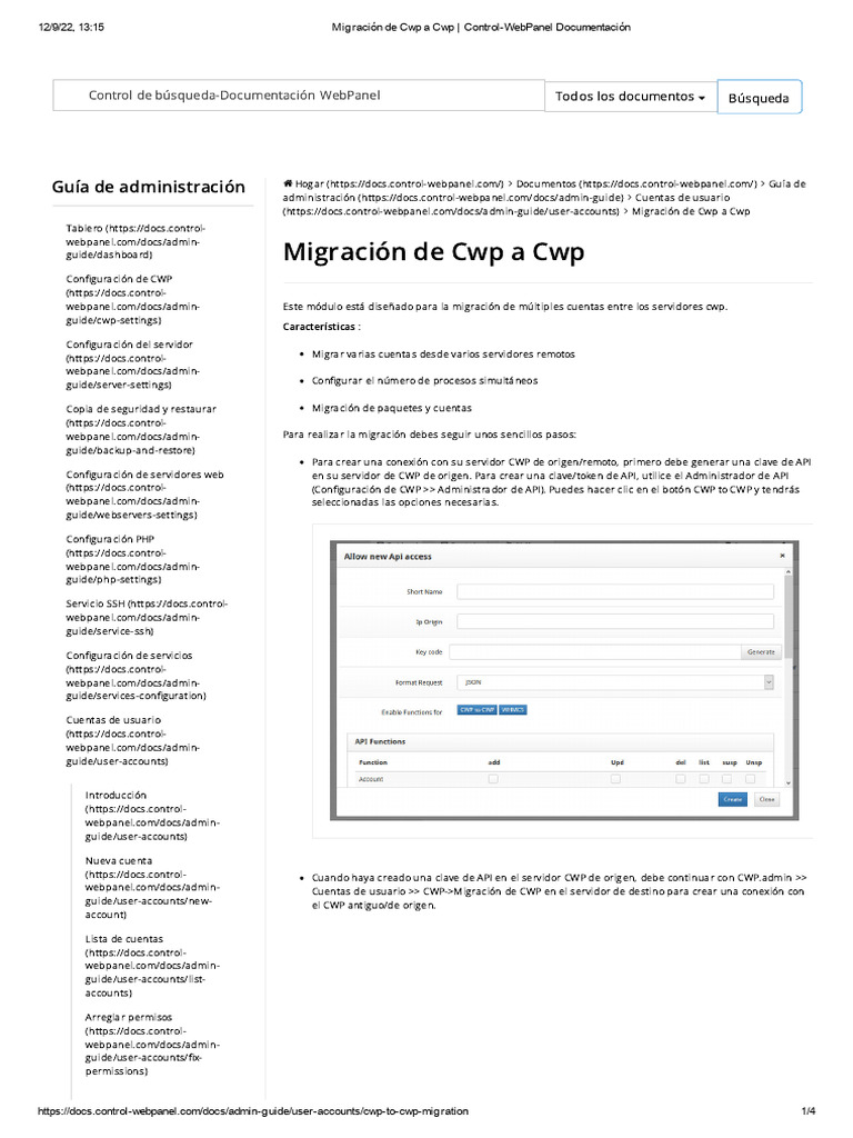 Migración de CWP a CWP: Guía Rápida | PDF | Servidor (Computación ...