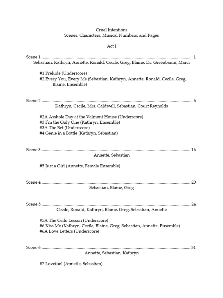 Cruel Intentions: Scene Breakdown | PDF