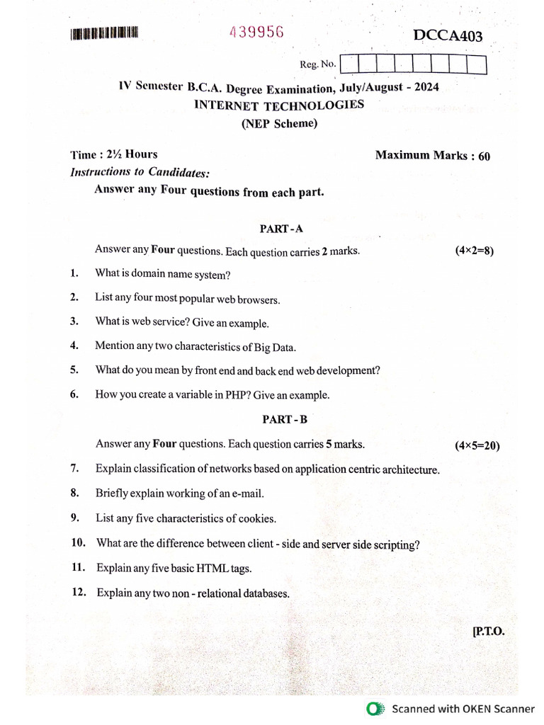 IV Sem BCA (Internet Technologies) | PDF