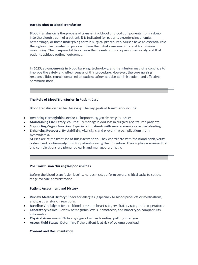 Blood Transfusion Nursing Guidelines | PDF | Blood Transfusion ...