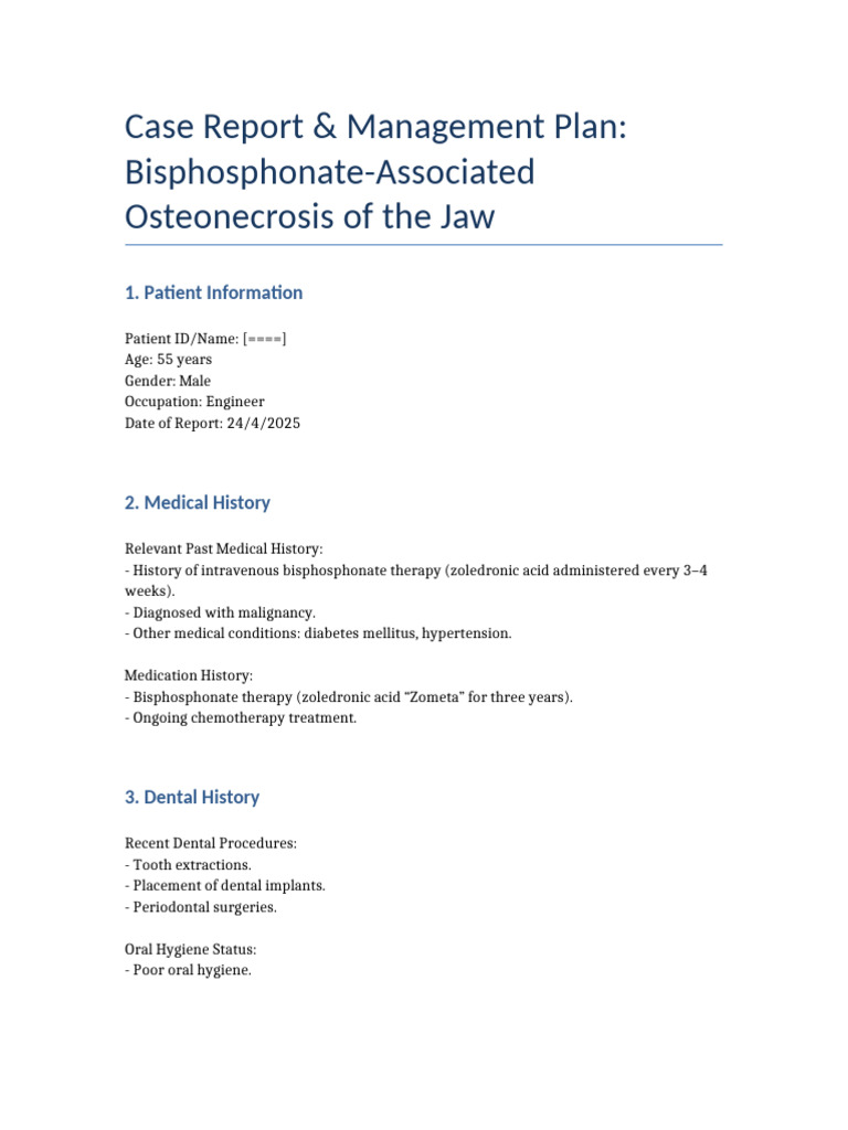 Management of Bisphosphonate-Related Osteonecrosis | PDF | Clinical ...